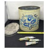 Metal Storage Bin with Lid and Tri-Chem Liquid