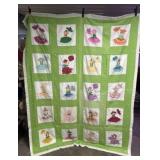 Homemade Quilt With Women In Colorful Dresses
