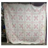 Homemade Pink Floral Pattern Quilt