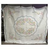 Homemade Pastel Floral Quilt With Scalloped Border