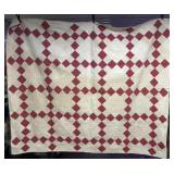 Homemade Red Diamond Lattice Pattern Quilt