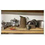 Metal Pitcher and All Plated Items on Shelf