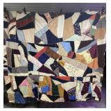 1938 Crazy Quilt with Asymmetrical Patchwork of