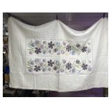 Handmade Floral Panel Quilt Purple & Blue Flowers