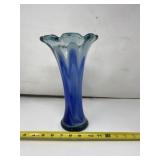 Vintage Art Glass Trumpet Vase with Scalloped