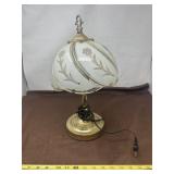 15-inch Polished Brass and Frosted Floral Glass
