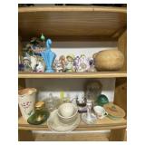Contents of Two Shelves with Planters and Dishes