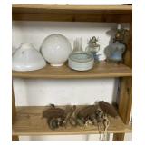 Blue Opalescent Electric Lamp, Oil Lamp and Glass