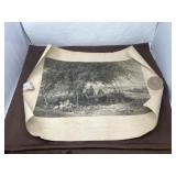 Antique 1869 Wood Engraving Titled "Early