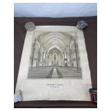 Architectural Print Depicting the Interior Nave