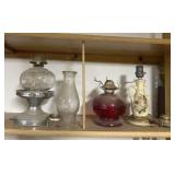 Oil Lamps and a Lamp with No Shade