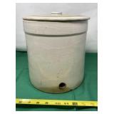Beige Glazed Stoneware Crock 2 gallon with Lid