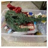 Tote with Lid and Christmas Decorations