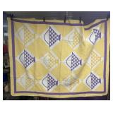 Homemade Basket Pattern Quilt Yellow & Purple