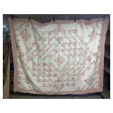 Homemade Pastel Patchwork Quilt Triangle & Diamond