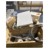 Wood Box with Contents Including Extension Cord