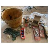 Bushel Basket With Christmas Decor and Japanese