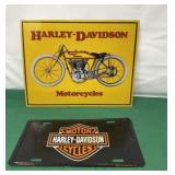 Harley Davidson Metal Sign and License Plate