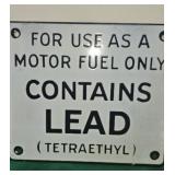 Old Gas Pump Porcelain on Steel Contains Lead