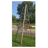 12 ft Wood Step Ladder One Side has Been Repaired