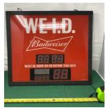 Budweiser Light Up ID Sign Missing Plug In