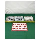 Tetraethyl and No Smoking Metal Signs
