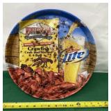 Louisiana Crawfish and Miller Lite Round Tray