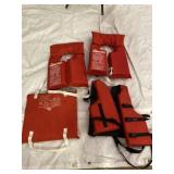 Three Adult Life Jackets and flotation device