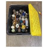 Tote with Lid Full of Spray Paints