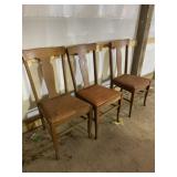 Three wood with Padded Cushion Chairs