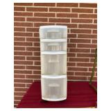 Four Drawer Plastic Shelf Unit  on Wheels