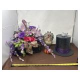 Flower Arrangement, Wooden Turkey, and Fall Hat