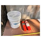 5 Gal Bucket and Fire Extinguishers