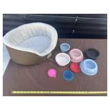 Dog Bed with Dog Bowls