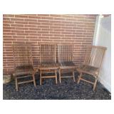 4 Wooded Slatted Fooding Patio Chairs