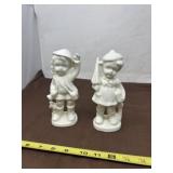 Vintage White Glazed Porcelain Figurines