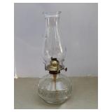 Ribbed and Panel Front Oil Lamp With Glass Shade