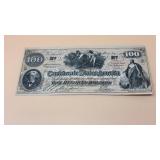 1862 $100 Confederate States of America banknote