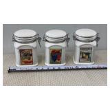 Set Of 3 Ceramic White & Fruit Design Pac Inc