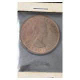 1967 United Kingdom pre-decimal coin featuring