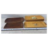 Vintage Hasko and Coronet Wood Covered Trays,