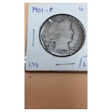 1901-P United States Barber silver half dollar