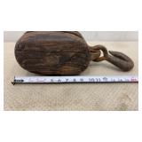 Vintage Antique Pulley Snatch Block Wood Steel