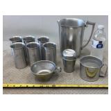 Vtg set of spun aluminum drinkware, including a