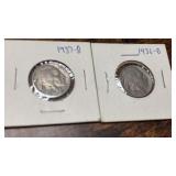 1936 & 1937 Buffalo Nickels