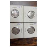 Buffalo Nickels 1920, 1926, 1936, 1937