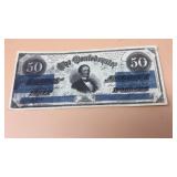 1862 $50 Confederate States of America featuring