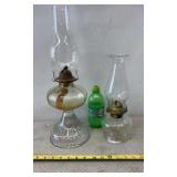 Two Antique Eagle Kerosene Oil Lamps Hurricane