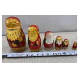 Vintage Santa Russian Matryoshka Wooden Nesting