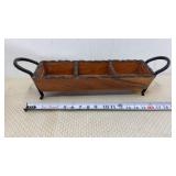 3-compartment wooden cutlery caddy featuring